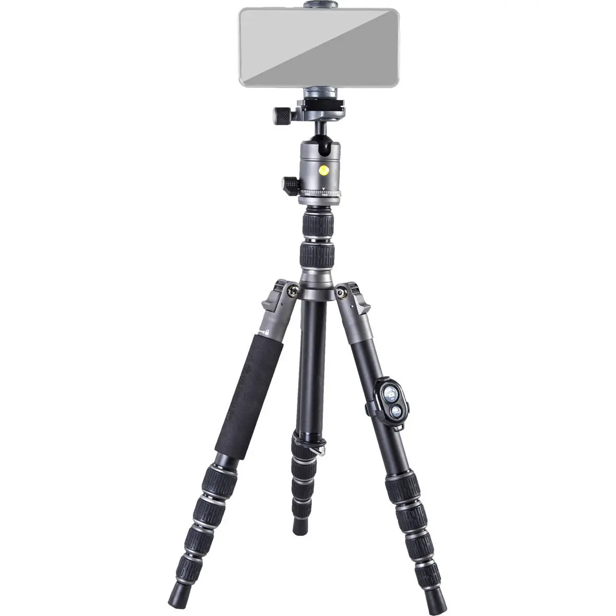 Vanguard VEO3GO235AB Compact Aluminum Travel Tripod with Ball Head, DSLR-Smartphone Compatibility, Monopod Option, Selfie Holder, Bluetooth Remote, Connector Accessory (Black), Camera