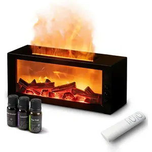 Fireplace Diffusers,Flame Essential Oil Diffuser with Remote Control,300ml Small Humidifier for Home Room Decor Gift for Women (Black)