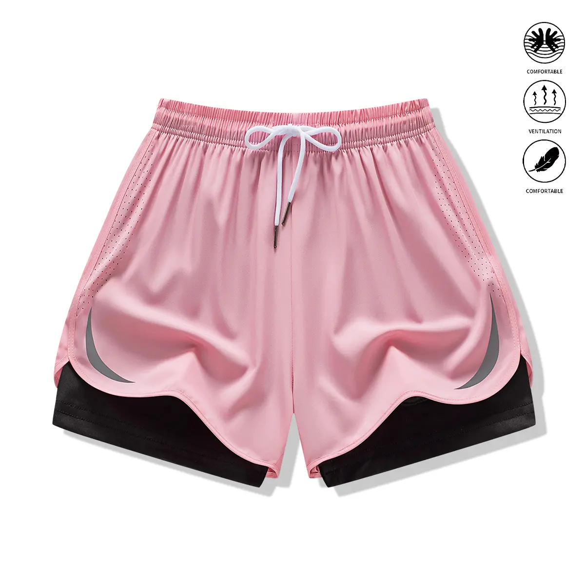 Women’s summer shorts with a minimalist design, elastic waistband with adjustable drawstring; suitable for sports/yoga, outdoor outings, and everyday wear. Women’s shorts, women’s clothing.
