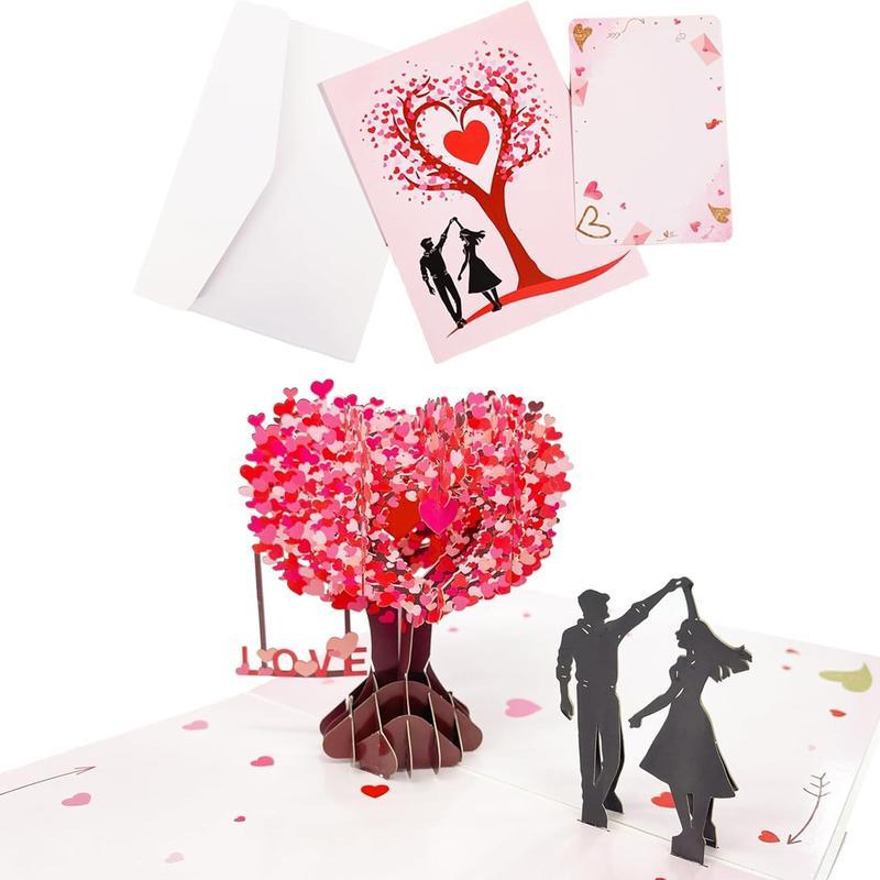 Pop Up Anniversary Card 3D Valentine's Day Card with Love Tree & Hearts Wedding Card for Wife Husband or Couple Romantic Gift for Anniversary Valentine's Birthday 6x8 inch