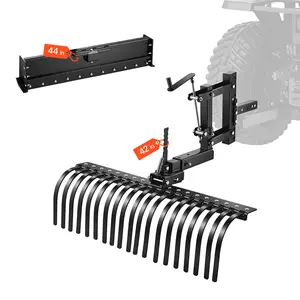 VEVOR 42 in Tow Behind Landscape Rake, 3-Point Lawn Rock Rake with Blade & Lift Lever, Fit Category 1 ATVs UTVs Lawn Tractors, Heavy Duty Dethatcher Rake for Debris Leaves Thatch