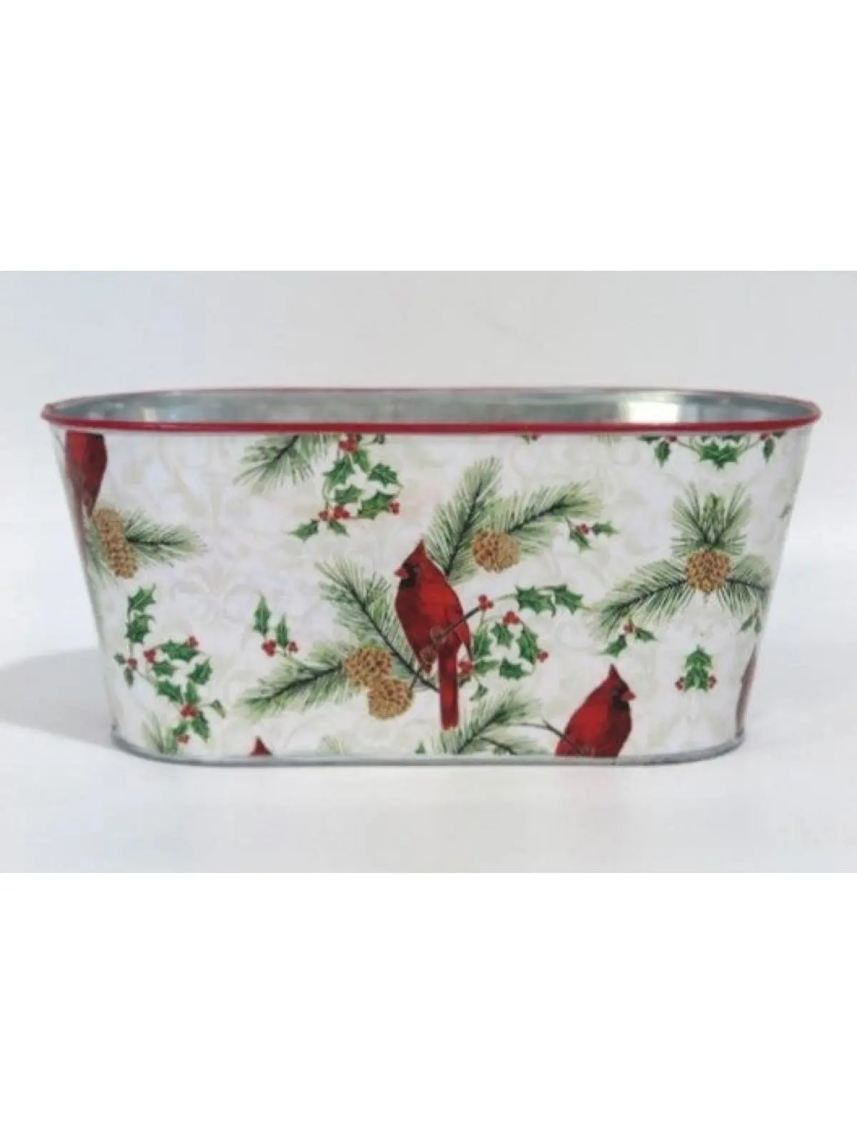 MDR Trading Inc. AI-GA3405-1097Q01 Cardinals On Branches On White Metal Planter