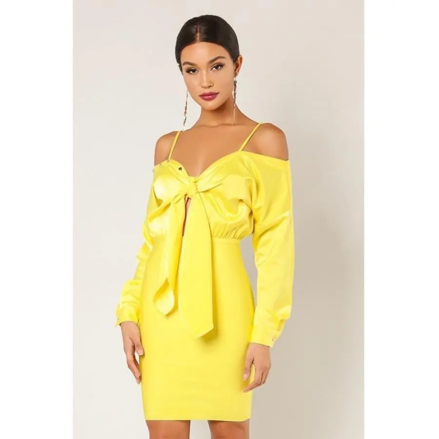 Doja Front Tie Off The Shoulder Bandage Dress