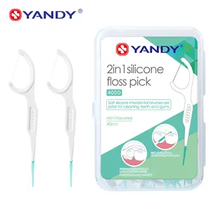 2-in-1 Silicone Floss Pick | With Interdental Brush & Mint Floss, Gentle on Gums