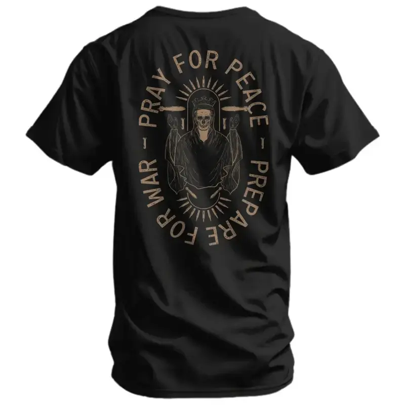 Pray For Peace. Prepare For War. Men's T-Shirt Eat Sleep Goon Repeat Womenswear Cotton Short Top Casual Crewneck Print Tshirt