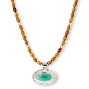 Mine Finds by Jay King Chilean Turquoise and Jarosite Pendant with Beaded Necklace