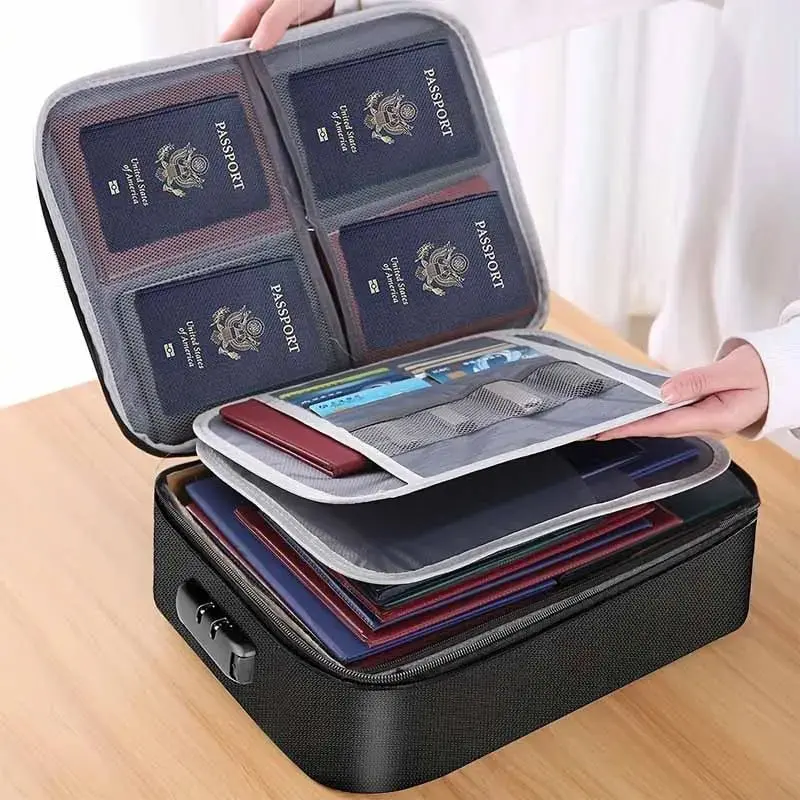 Fireproof Document Bag with Waterproof Zipper Case, Portable File Organizer