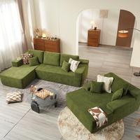 Cloud Velvet Green Left Chaise