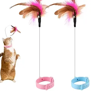 Collar Cat Toy Stick - Self-entertaining and Stress-relieving Cat Toy with Neck Collar and Feather Bell - Pet Toy that is Strong and Long-lasting for Fun and Play