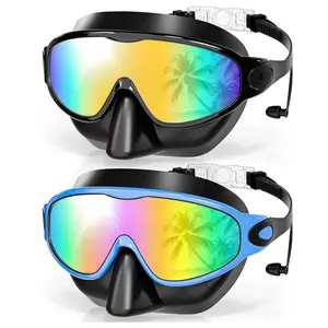 Aegend Kids Swimming Goggles, 2-Pack Wide View Anti-Fog UV Protection Goggles for Swimming with Soft Silicone Nose Cover, Leak-Free Comfort, Hair-Friendly Quick Adjustment Clips, Secure Fit for Ages 3-14, Panoramic HD Vision summervibes,