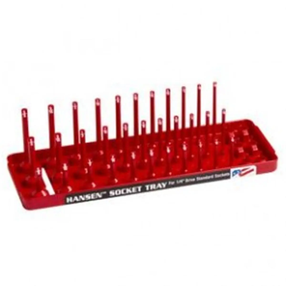 212 MAIN Hansen Socket Holder - 0.25 in. SAE, 3 Deep Rows Red Home Improvement Electrical Accessory with Socket Trays, Marked Size Labels, Secure Hold for Work Station Tool Organization