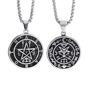 Seal of Astaroth Seal Of Lilith Sigil of Lucifer Both Sided SIGIL Pendant Men Women Stainless Steel Pendant Necklace Magick Magic Demon jewelry