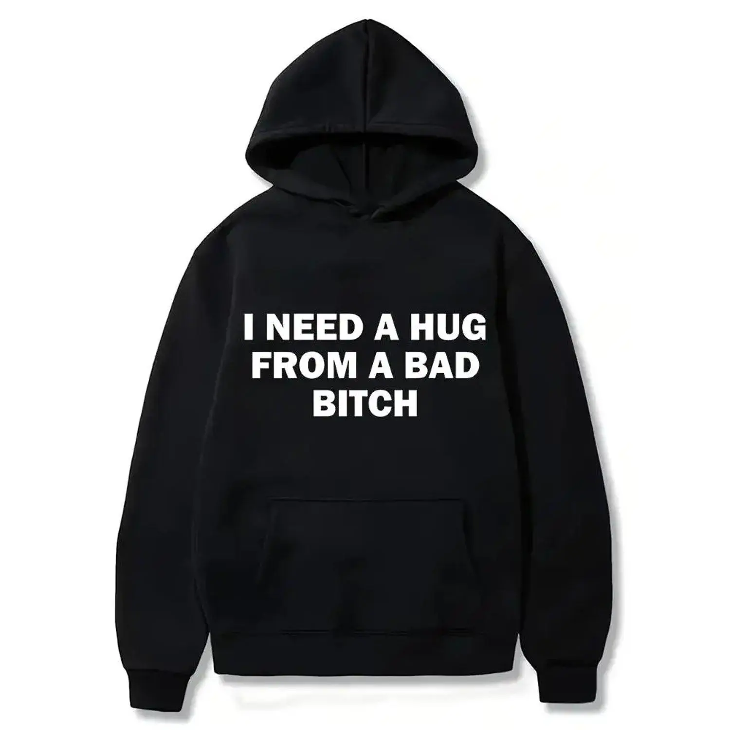 Women's Long Sleeve Fitted Hoodie - "I Need A Hug From A Bold Confident Woman" Funny Meme Graphic, Viral Streetwear Pullover Tops, Casual Comfortable Stylish Sweatshirt, Sweatshirts