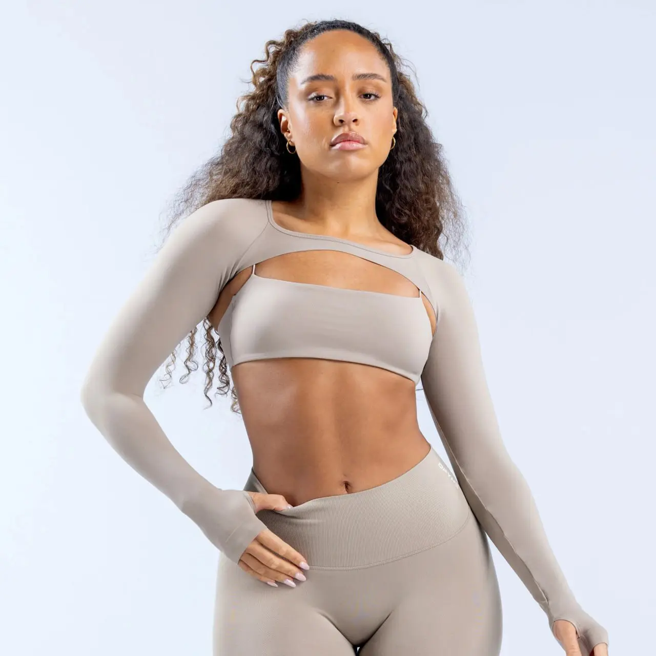 (FULL LOGO - Only Shrug) DF Defy Long Sleeve Shrug - Cropped Athletic Cover Up For Gym And Everyday Wear