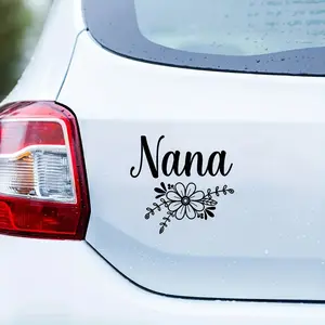 Nana Car Sticker with Flowers - Vinyl Material for Trucks, Walls, Laptops