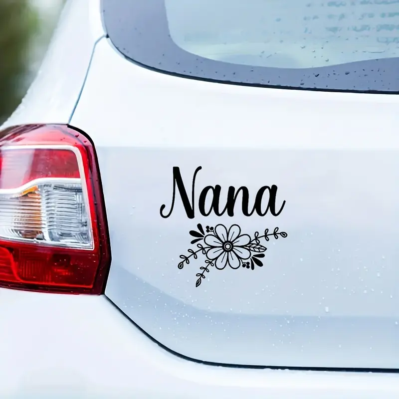 Nana Car Sticker with Flowers - Vinyl Material for Trucks, Walls, Laptops