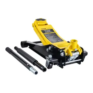 VEVOR Low Profile Floor Jack 2 Ton (4400 lbs), Heavy Duty Iron Hydraulic Racing Floor Jack, Hydraulic Car Jack, Dual Piston Quick Lift Pump, 3-18.5 Height Lifting Range (Yellow)