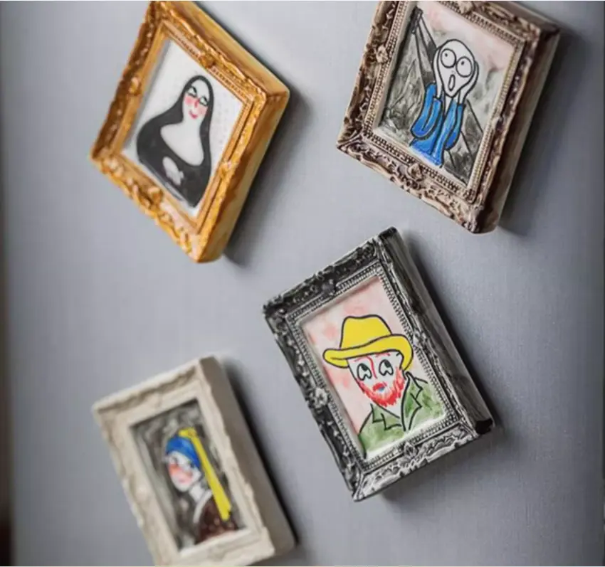 Handmade Ceramic Fridge Magnet: Famous Paintings - The Scream, Girl with Pearl Earring