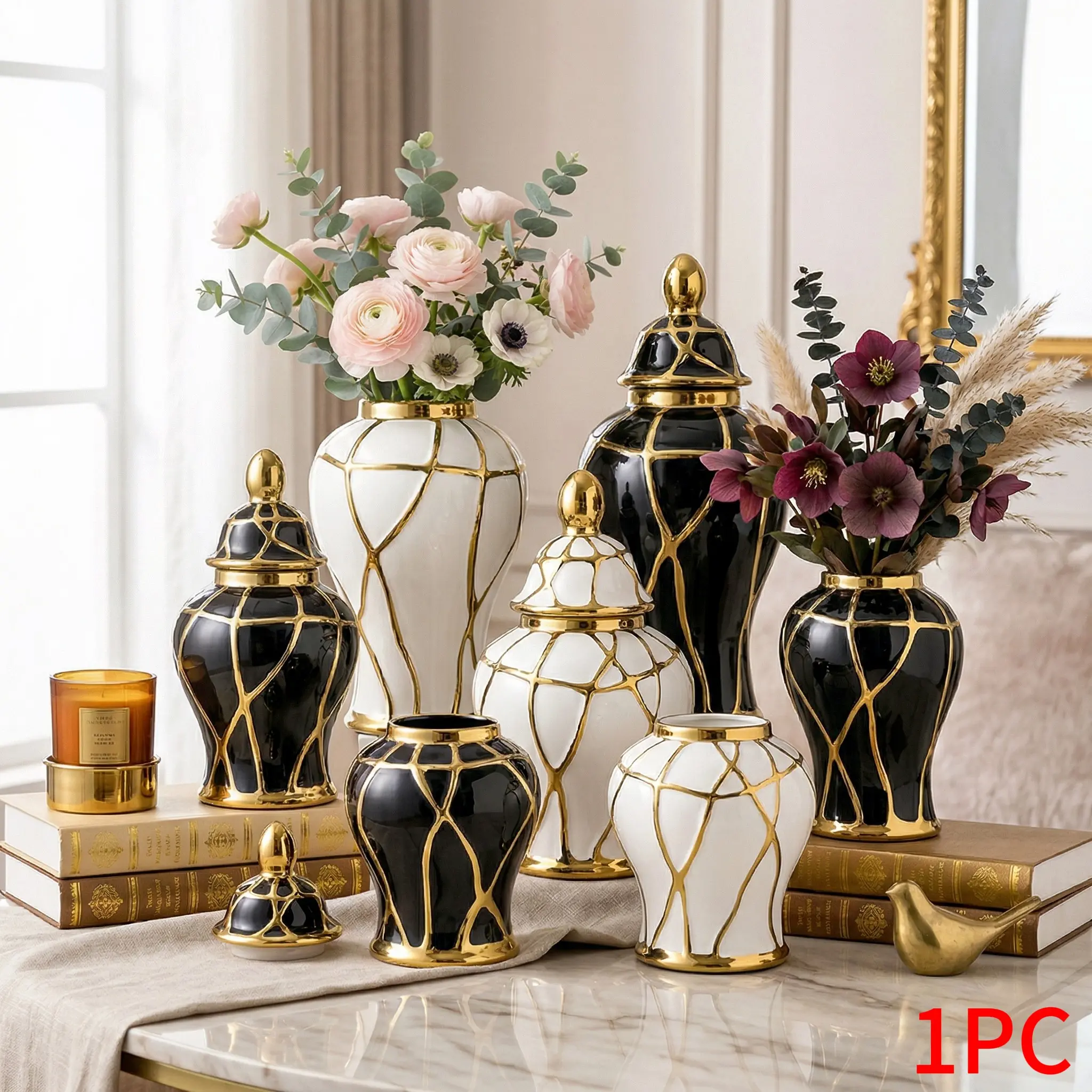 Nordic Style Ceramic Vase with Lid Option, Elegant Home Decor Flower Arrangement Container, Gift Idea for Interior Decoration, Nordic Design, Decorative, Vases for Centerpieces, Flower Vases for Bouquet, Minimalist, Modern Vase