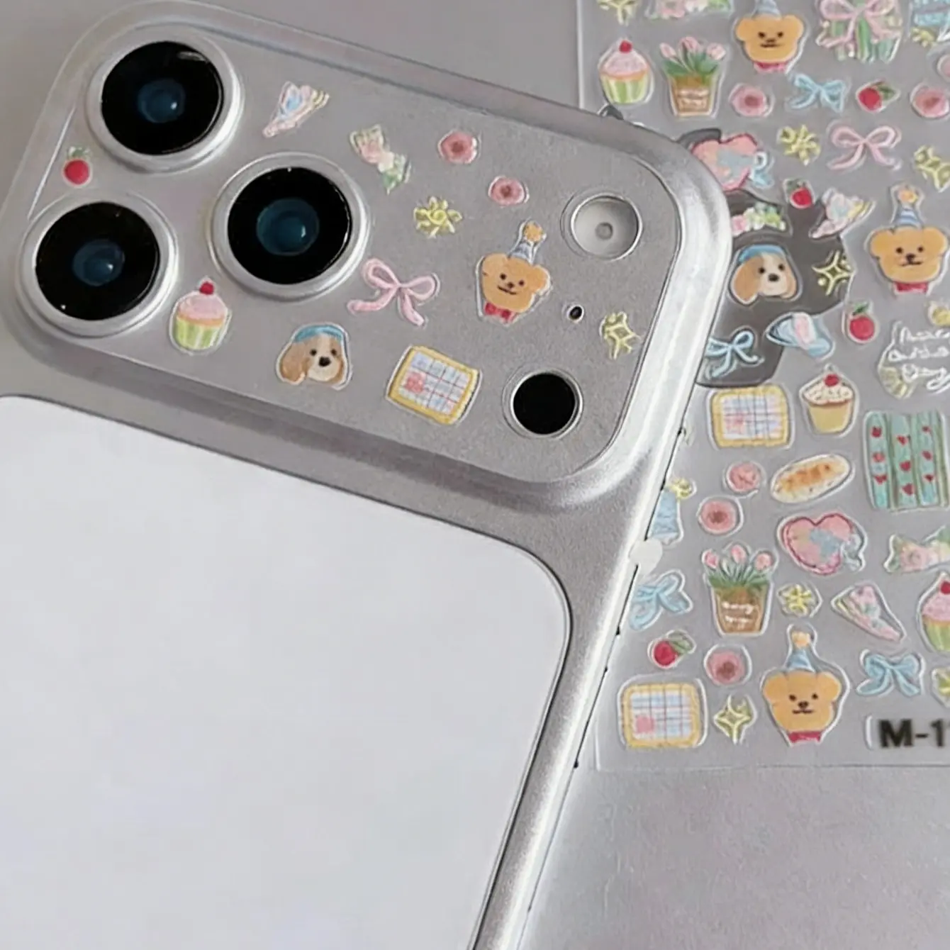 1pc Creative DIY Phone Sticker Set, Lens Film for iPhone Models 11-17 Pro Series, Durable Protective Decals & Adhesive Tape