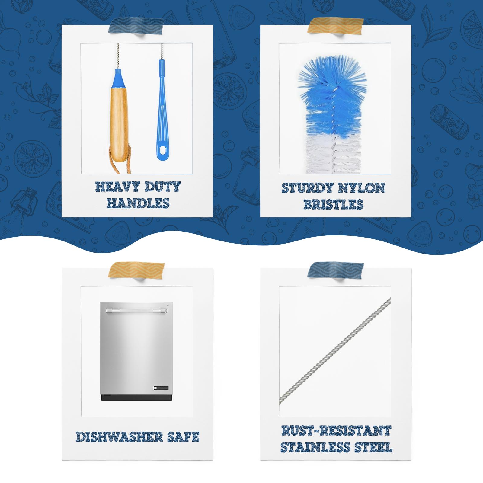 Fermentaholics The 5 Tool Takedown Bottle Brush Cleaning Kit | 5 Piece Scrubbing Brush Set for Cleaning Bottles, Jars, Jugs, Straws, Fermenters, Drains, and More