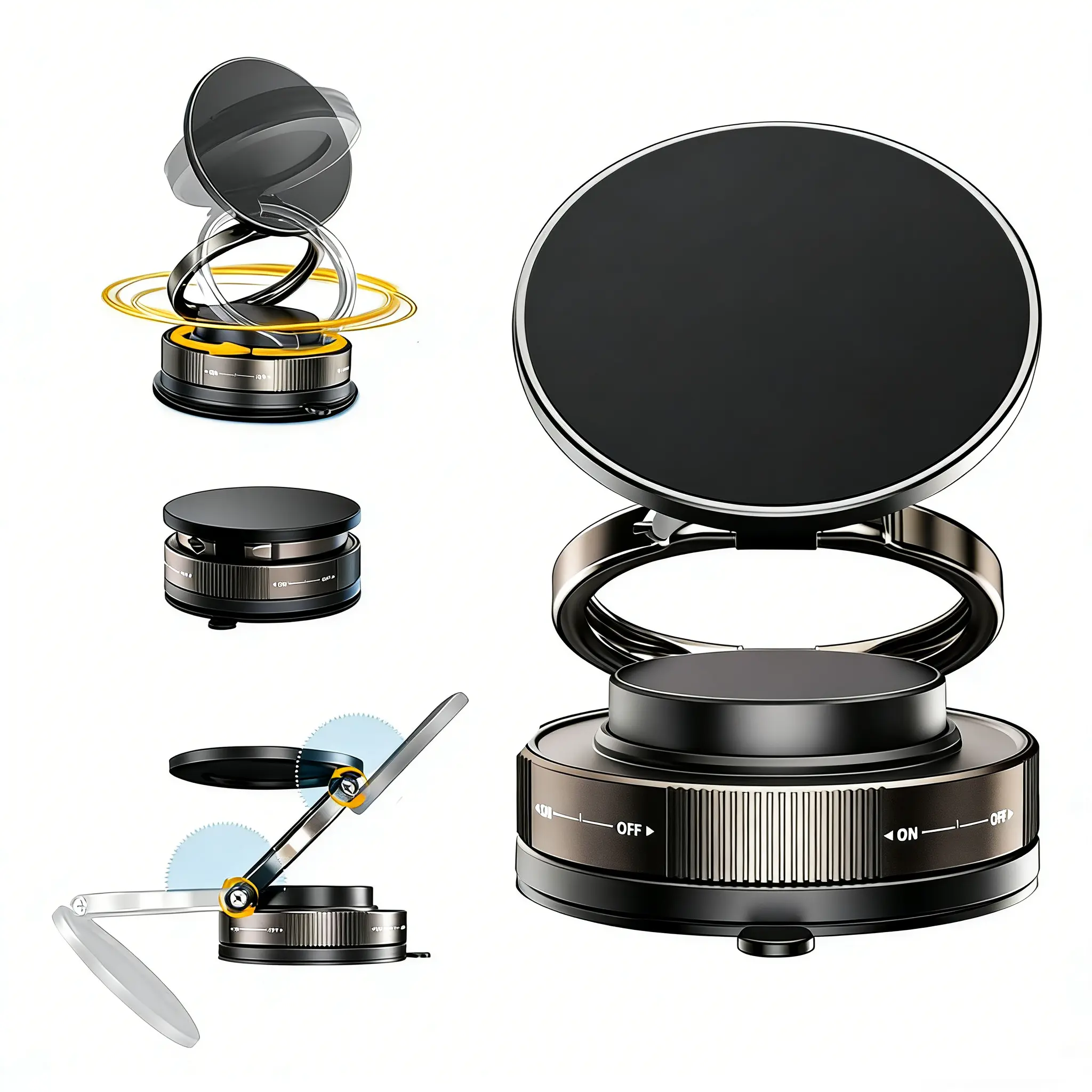 MagSafe-Compatible Magnetic Car Phone Mount - 360° Adjustable, Strong Vacuum Lock Suction Cup, Lightweight Tool-Free Hold, Vehicle Accessories for Mirror, iPhone Models, Travelers’ Expedition Use, Car Accessories, Cars Accessories