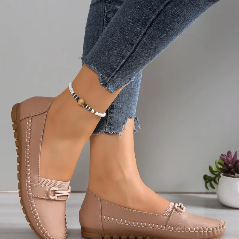 Women's Flat Loafers, Elastic Band for Easy On/Off, Versatile Casual Walking Shoes, All-Season Anti-Slip Soft Sole, Soft Soled Shoes, Easy to Clean, Fall Casual Shoes, Daily Wear Shoes