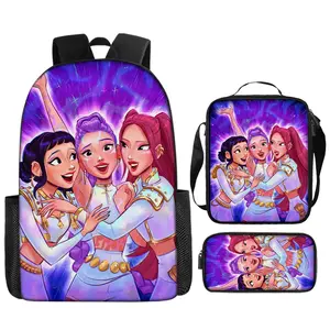 2026 New K-pop Witch Hunters Backpack Three-piece Set Meal Bag Backpack School Bag Light and Casual