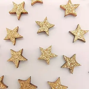 Wooden Star Decorations -  Dual-Sided Golden Christmas Stars with No Electricity Needed, Featherless, Perfect for Home and Party Decorations, General Occasion, Wood Craft Supplies