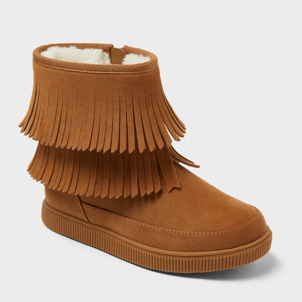 Cat & Jack Kids' Fiona Fringe Cozy Fashion Boots, Fashion Boot