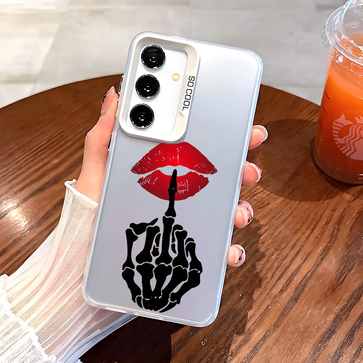 Skull Hand Lip Tattoo Pattern Phone Case with Hard Back & Soft Edge Drop  Protection Cover for SAMSUNG Galaxy S21 S22 S23 S24 S25 S26 Plus Ultra FE  S25+ S24+ S26+ -
