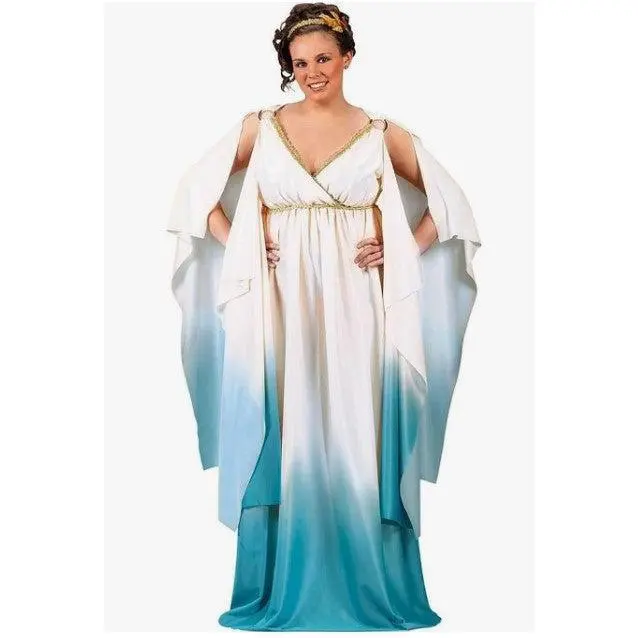 Roman Greek Goddess Toga - Ombre - Cream/Blue - Costume - Women - Plus