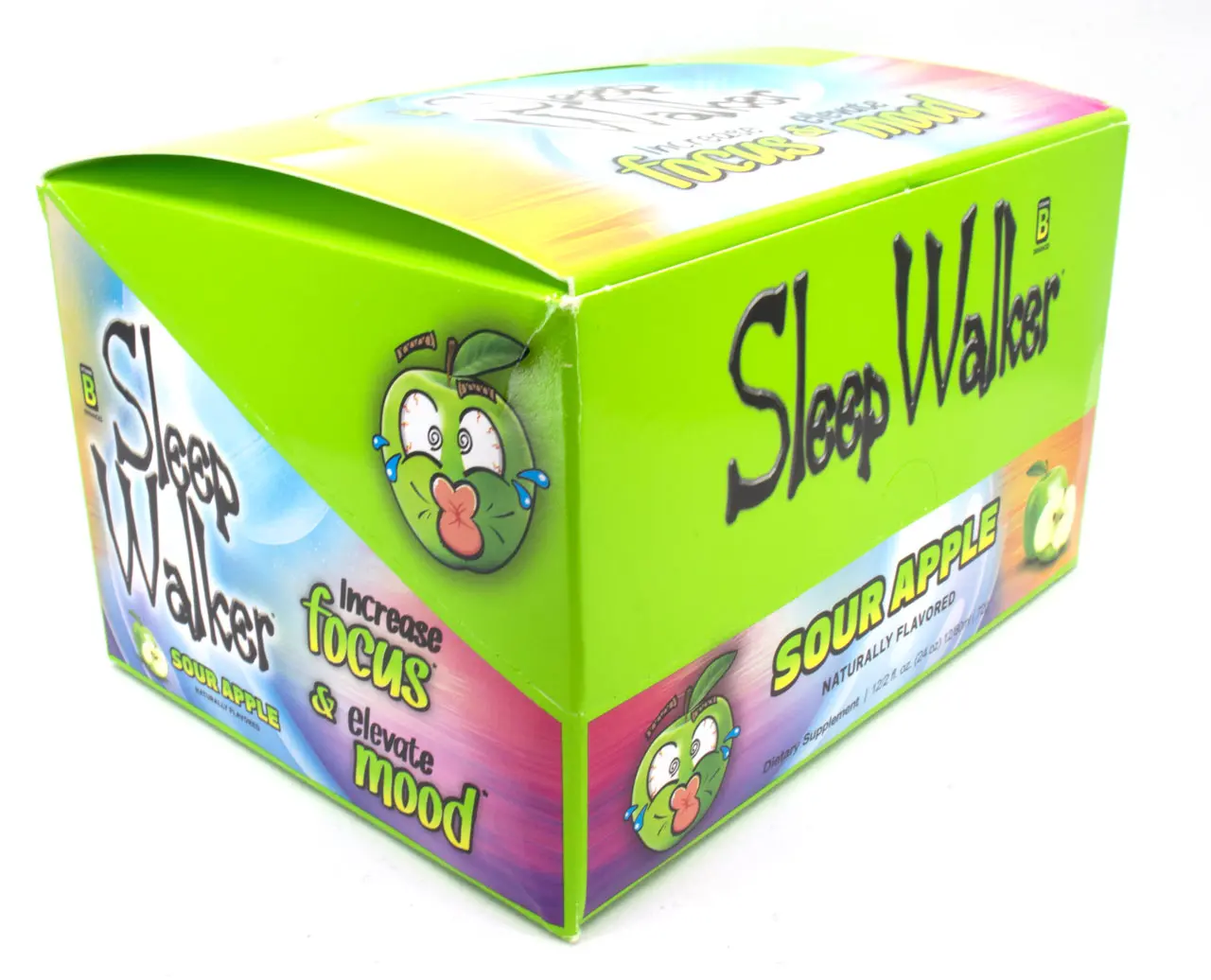Evol Nutrition Sleep Walker Shot Sour Apple Flavor for Focus Mood & Energy 2 fl oz 60 ml Dietary Supplement 12-Pack Carton, Focus Boost