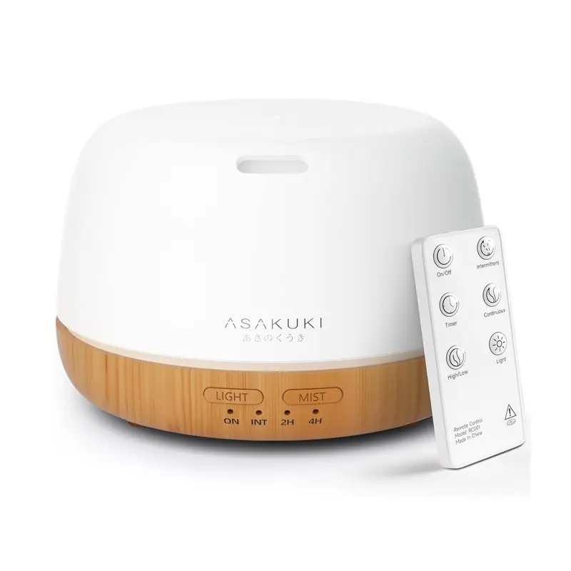 ASAKUKI 300ml Compact Ultrasonic Essential Oil Diffuser - USB-Powered Humidifier with 7-Color Mood Light, Remote, Waterless Auto Shut-Off, 2 Mist Modes, Low Noise Aromatherapy Machine, Mist + Light, Children-Safe Sleep Aid Holiday Gift, Diffuser for Home