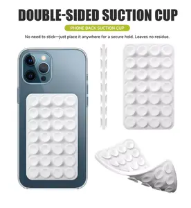 Double Side Silicone Suction Pad For Mobile Phone Fixture Suction Cup Backed Adhesive Silicone Rubber Sucker Pad For Fixing Cellphone Smartphone