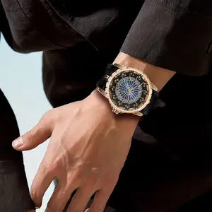 Wen's Business Fashion Round Dial Analog QuartzWatch, Men's Valentine's Gifts,Fashion Watch forParty, Daily Clothing Decor, Trendy All-match &Exguisite Watch for Birthday Gift with Box Broken Glass Design Modern Gold icedwatches gold watch