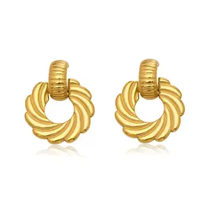 14K Gold Plated Stud Earrings for Women,Surgical Stainless Steel Earrings for Sensitive Ears,Twisted Swirl Stud Earrings Trendy Simple Hypoallergenic Fashion Accessories Gold Jewelry Gifts for Womens