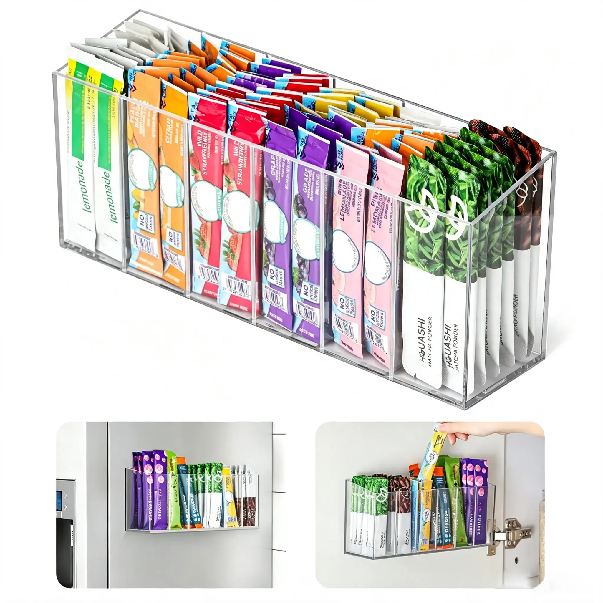 Drink Packet Organizer, Mountable Water Packet Organization Holder with Adhesive, Pantry Organizers Kitchen Storage for Countertop Table Fridge Cabinet.deals for you/restock#dealsforyoudays,dorm essentials,home decor