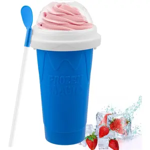 Slushie Maker Cup - DIY Magic Slushy Maker Squeeze Cup, Portable Smoothie Squeeze Cup for Juices, Milk and Ice Cream Make, Double Layer Squeeze Slushy Maker Cup, Birthday Gifts for Friends&Family Blue
