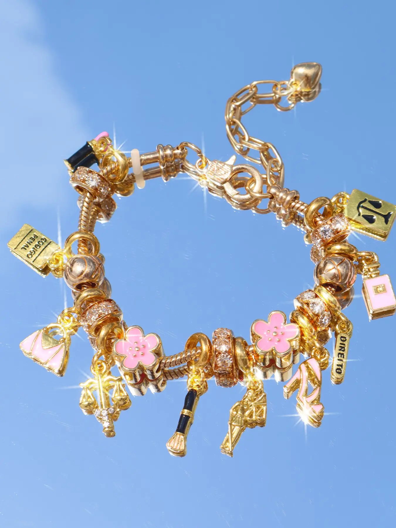 Coquettish Style Charm Bracelet, Fair Scale Slogan Bracelet, Fun Lipstick Cosmetics DIY Bracelet, Cherry Blossom Slogan Bracelet, Floral Charm Bracelets, Diy Forever Bracelets, Flower Charm Bracelet, Flower Design Bracelet