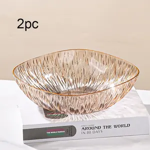 2pc Edge Luxury Fruit Bowl Set, Home Living Room Tea Table Snack Basket, Candy Display Plate, Dried Fruits Dessert Tray