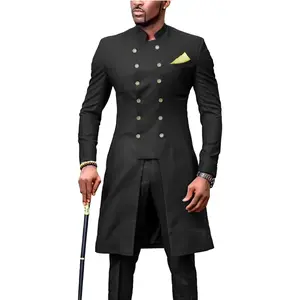 Men`s Suit African Clothing Dashiki Printed Jacket and Ankara Pants 2 Piece Set Ankara Outwear for Wedding Formal Gamis Menswear Workwear business casual outfits internship outfits graduationguestoutfits Long Sleeve Stylish