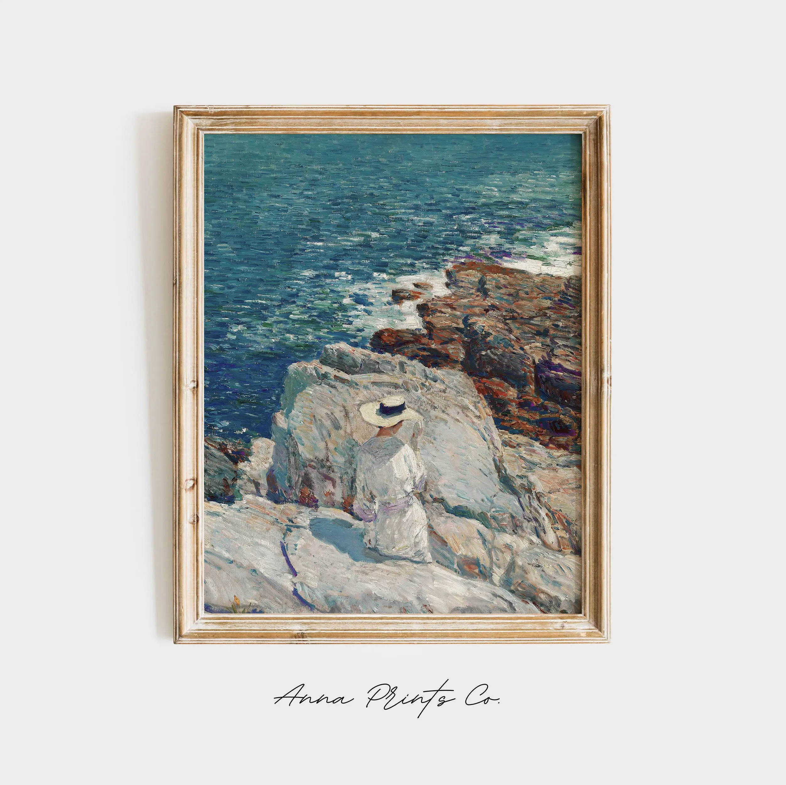 Unframed Vintage Art Print: The South Ledges, Appledore | Childe Hassam (1913) | Museum Quality Giclee Artwork | Antique Aesthetic Home Decor