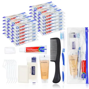 Pack of 5 Hygiene Kit, Hygiene Kit Bulk, Individually Packed, Travel Hygiene Kit with Toothbrush, Toothpaste, Comb, Shampoo, Soap and Floss Picks, Home, Suitable for Hotel, Camping, Travel