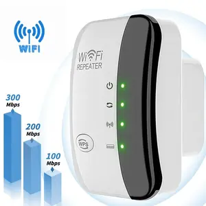 WiFi Range Extender, 300Mbps Wireless Signal Booster, Long Range 2.4G WiFi Repeater, Full Home Coverage, Supports 50+ Connected Devices, One-Click Setup for Home Office