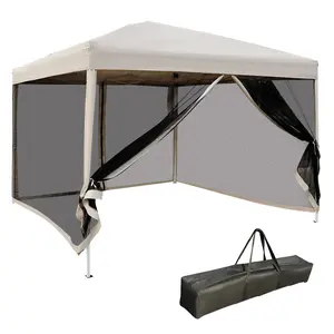 Outsunny 210D Oxford 10' x 10' Pop Up Canopy Tent with Netting, Instant Screen Room House, Tents for Parties, Height Adjustable, with Carry Bag, for Outdoor, Garden, Patio
