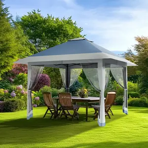 13 x 13 ft Pop Up Gazebo with Netting, Heavy Duty Double Roof Canopy Tent, Portable Outdoor Shelter for Patio and Backyard