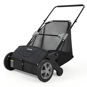 [TOP RATED - FLASH SALE] Garvee 21" Push Lawn Sweeper, Manual Yard Leaf Sweeper with 3.5 Cu. Ft. Hopper, Height Adjustable Brushes, Foldable Grass & Leaf Collector for Lawn & Driveway