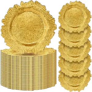 Vintage American Style Irregular Plastic Charger Plate, Decorative Plastic Dinner Plates for Weddings and Parties, Unique Tableware for Elegant Events, Party Plates