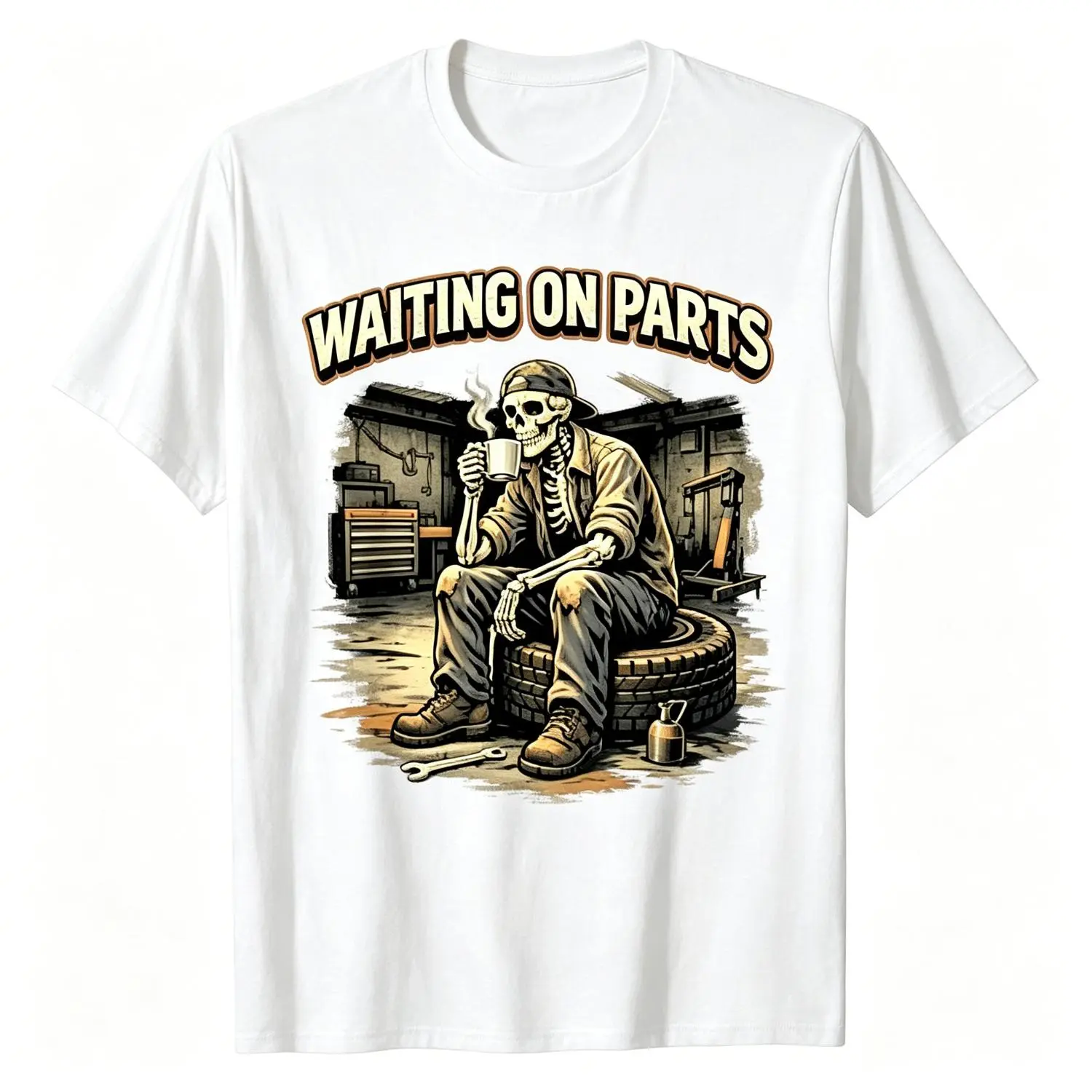 Men's Short-Sleeve Cotton Casual Classic T-Shirt - Breathable Automotive Mechanic Apparel for Auto Repair Technicians Waiting on Parts, Shortsleeve, Fabric